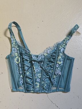 Victoria Secret's Dream Angels Blue Lace Corset Bustier Size XS NWT
